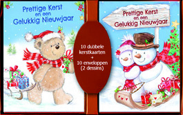50 stuks Kerstkaarten - Nieuwjaarskaarten - Cute - Kinderplaatjes - met envelop | 5 doosjes | serie 18 - 2