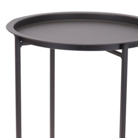 Bijzettafel - Plantentafel - Oppottafel - 46cm - rond - staal - mat donkergrijs - HD0100