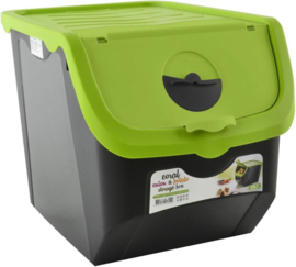 Bewaardoos voor Aardappels , Groenten en Fruit met Deksel - 12L - Zwart/Groen EE1060GN