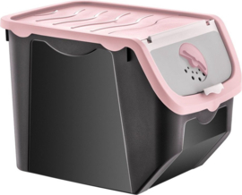Bewaardoos voor Aardappels , Groenten en Fruit met Deksel - 12L - Zwart/Roze EE1060R
