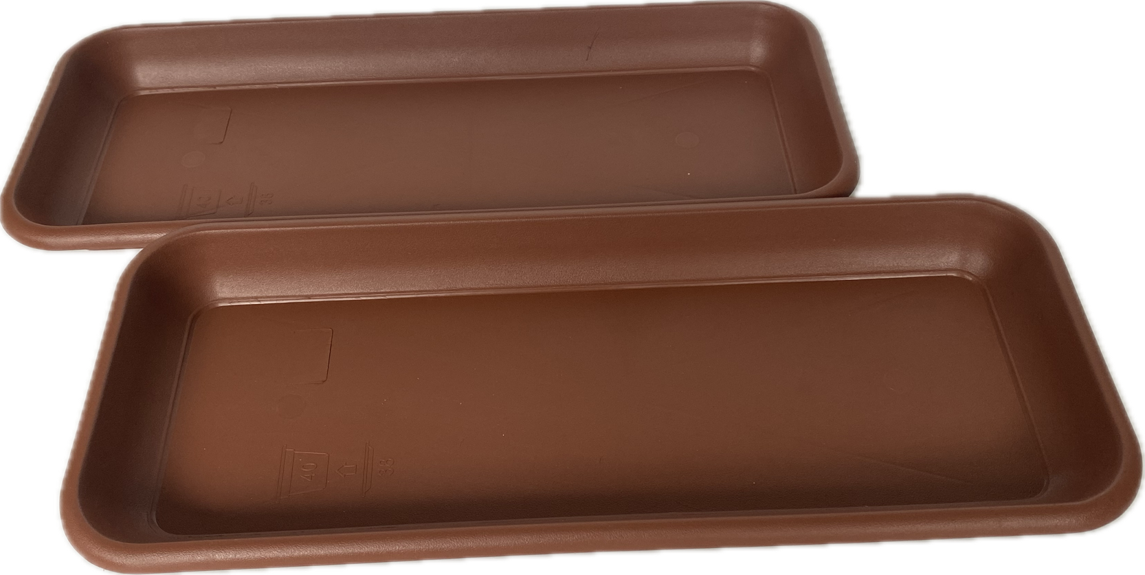 Set van 2 stuks - Opvangschaal/Onderzetter - Rechthoek 38cm - Kunststof - Terracotta  CC9080