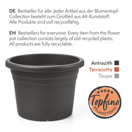 Ronde Bloempot 25x17cm - Kunststof - Antraciet  CC9025