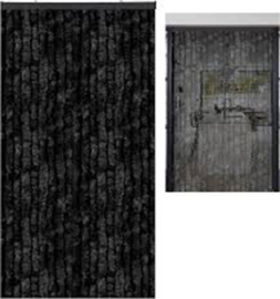Vliegengordijn - pluche - kattenstaart - 90 x 200 cm - zwart HH2540