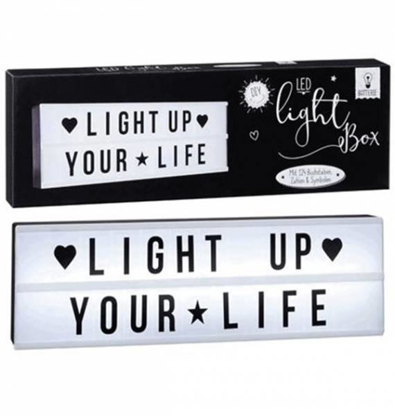 Lichtbak - Light box - 10 LEDS - met 124 Letters , Cijfers , Symbolen - 50 x 15 cm - EE7010