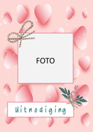 Uitnodiging roze print met eigen foto