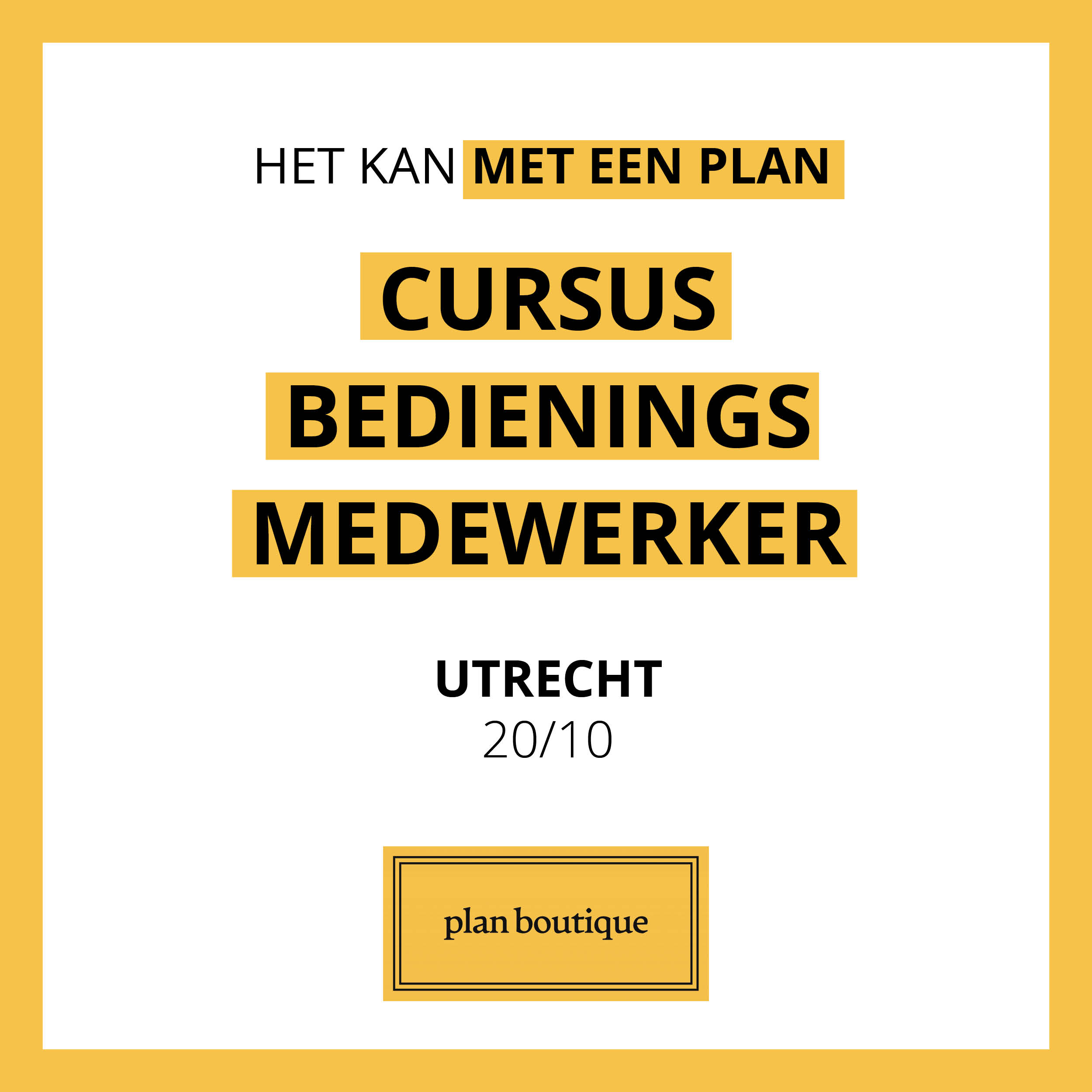 Cursus bedieningsmedewerker Utrecht 20-10