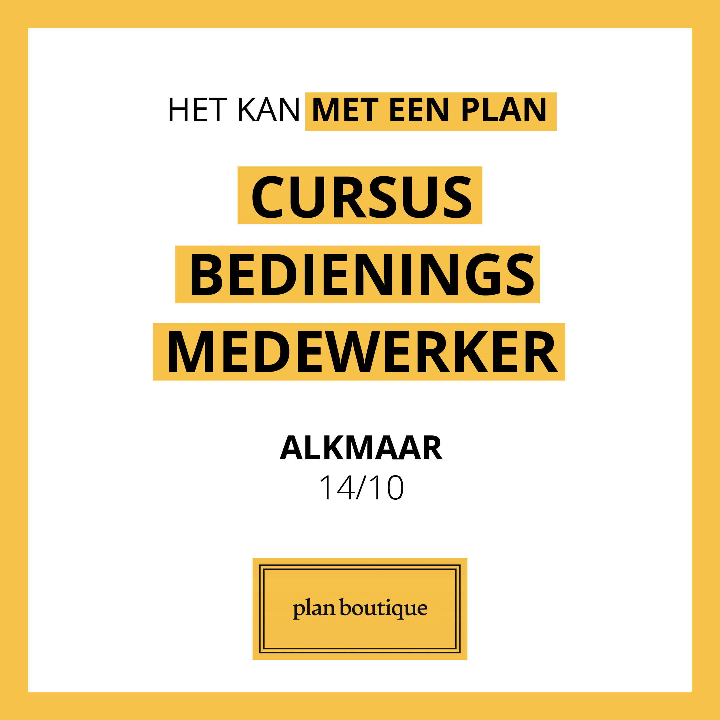 Cursus bedieningsmedewerker Alkmaar 14-10