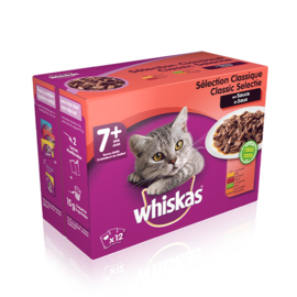 WHISKAS® Maaltijdzakjes 7+ Classic selectie in Saus 12 x 85 gram