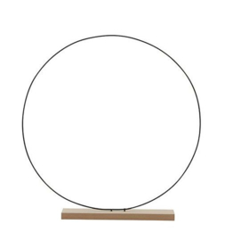Zwarte metalen ring 55 cm op houten voet