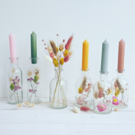 glaasjes met droogbloemen incl. kaarsje  3 stuks