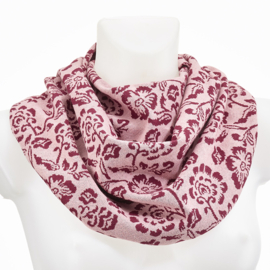 Oudroze sjaal met bordeaux dessin