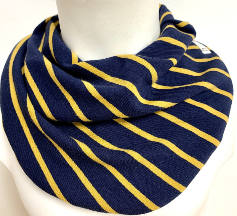 Chromatisch Geplooid Wegenbouwproces Blauw sjaal met geel streep | Sjaals 4 tot 7 jaar | honnisjaal