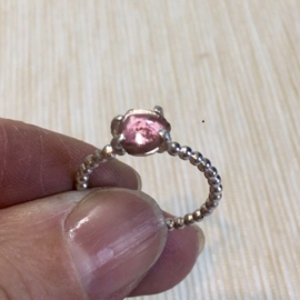 Toermalijn ring - Zilveren ring roze toermalijn