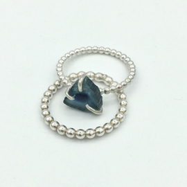 Ring, Zilveren ring met edelsteen, Toermalijn, blauwe toermalijn