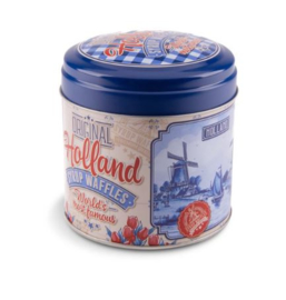 Stroopwafel can Delfts blue with red box 6 pieces