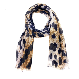 Sjaal met luipaardprint in blauw/wit