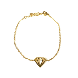 Stainless steel armbandje in goud | Diamant