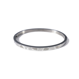 Stainless steel bangle in zilver | Leaves