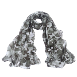 Sjaal in kaki/lichtkaki/donkerkaki met camouflageprint