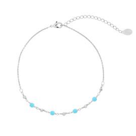 Enkelbandje in turquoise/zilverkleur | Little Beads