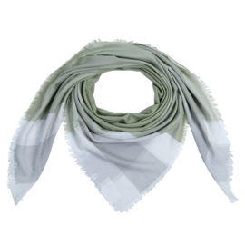 Sjaal in kaki/grijs/wit | Blocks
