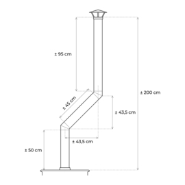 Losse schuine rvs buis 150mm - veranda set