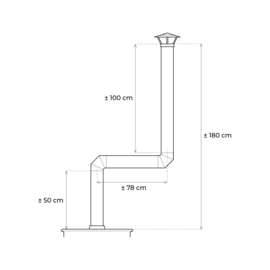 Hutte met horizontale rvs buis