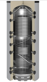 Hygiëne buffertank 3 spiralen - warm tap water - 1000 liter - A+