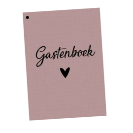 Gastenboek invulkaarten 25 pers. Oudroze - per 3 stuks