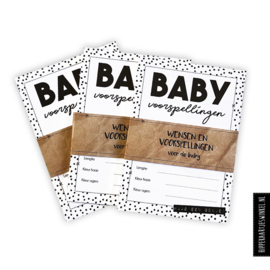Babyshower invul kaartjes - Zwart/wit per 5 sets