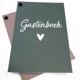 Gastenboek invulkaarten 25 pers. Oudroze - per 3 stuks