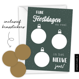 Kerstkaart kraskaart DIY  inclusief envelop - per 5 stuks groen/ goud