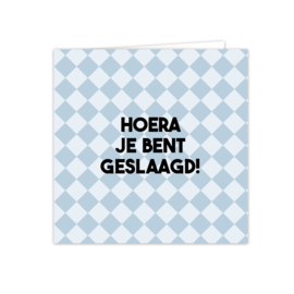 Wenskaarten met witte envelop "Hoera geslaagd" 5 stuks