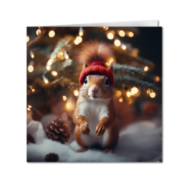 Kerstkaart set Schattige kerstdieren inclusief envelop - per 5 stuks