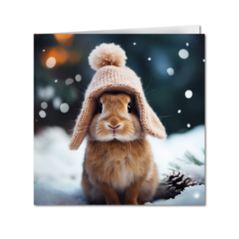 Kerstkaart set Schattige kerstdieren inclusief envelop - per 5 stuks