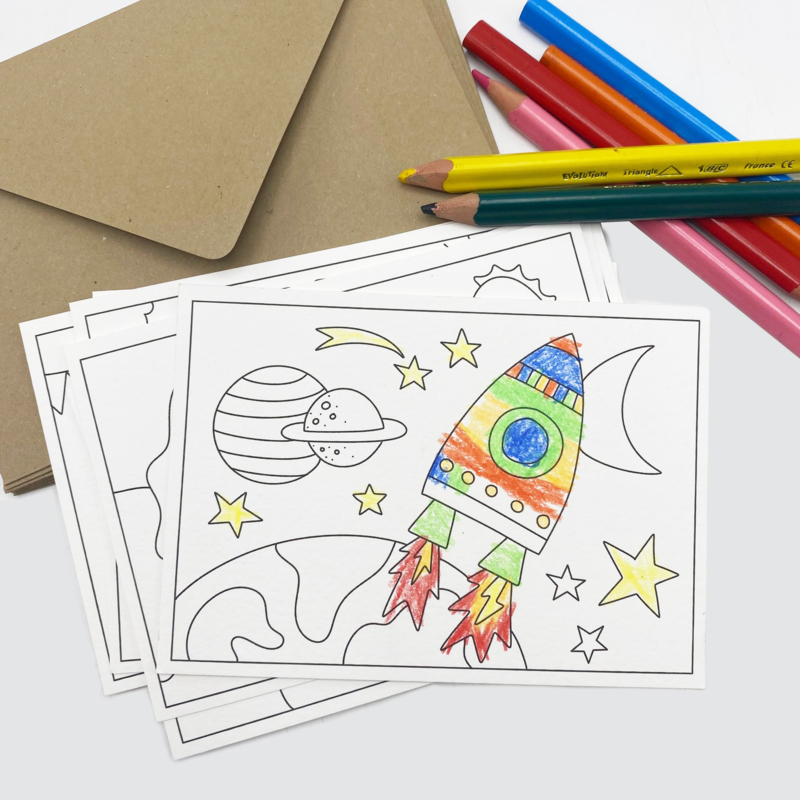 Rijden bijkeuken Spanje Inkleurkaarten - kaarten om in te kleuren - per 5 sets | Kinderkaarten |  hippekaartjeswholesale