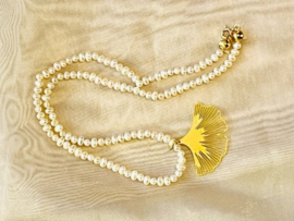 Pearls with golden leaf necklace