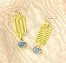 Golden blue treasure earrings