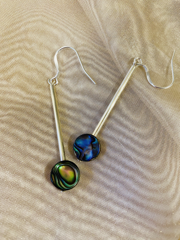 Silver abalone  earrings