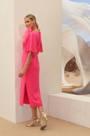 Fuchsia midi-jurk - Linea Raffaelli Casual Chique