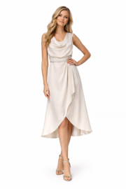 Ivoren gedrapeerde asymmetrische midi-jurk - Linea Raffaelli