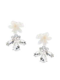 Earrings with porcelain flowers and rhinestones