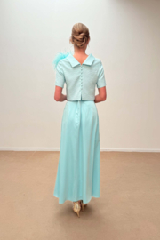 Jacquard aqua top met lange satijnen rok - Raffa Boutique