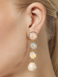 Oorbellen JE-76127 | Goud met Swarovski kristallen en parel