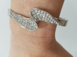 Silver clip bracelet with strass
