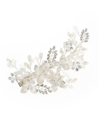 BB-432 Hair clip with flowers, pearls, crystals and rhinestones