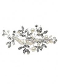 Milou: handmade hair clip of silver-coloured flowers combined with white organza flowers and beads