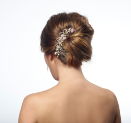 Livy: hair comb with rhinestones and porcelain flowers