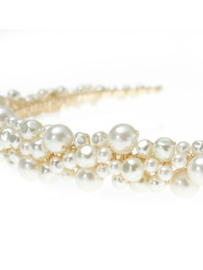 Gold-colored tiara with pearls