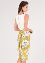 2 in 1 White & Yellow Floral Pleated Pencil Dress